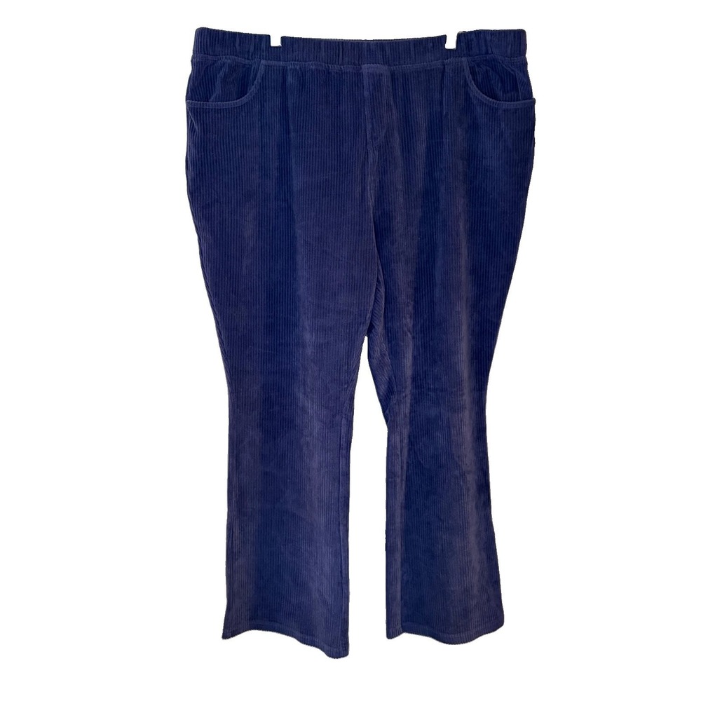 Quacker Factory Corduroy Baby Boot Pants Indigo Blue Plus Size 1X SHORT 27"